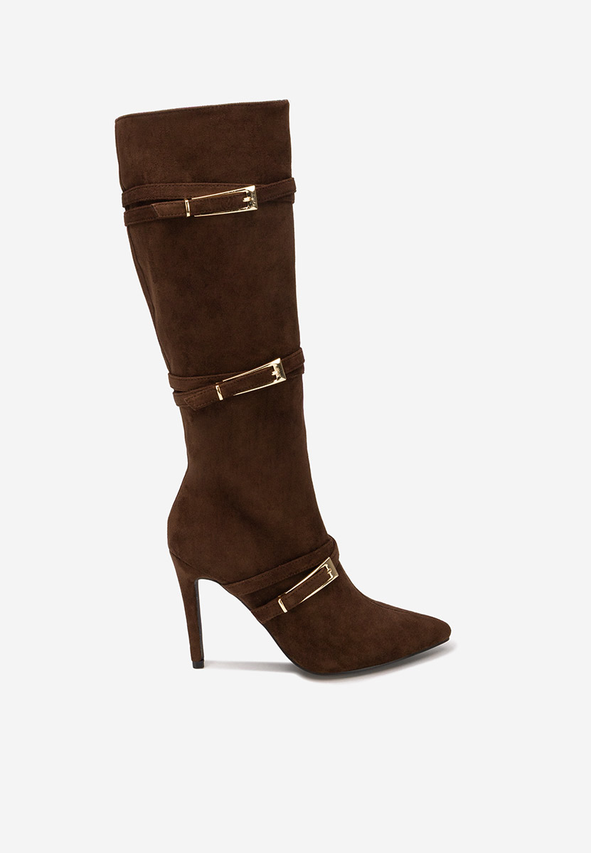 Μπότες με λεπτό τακούνι Ernesia καφε