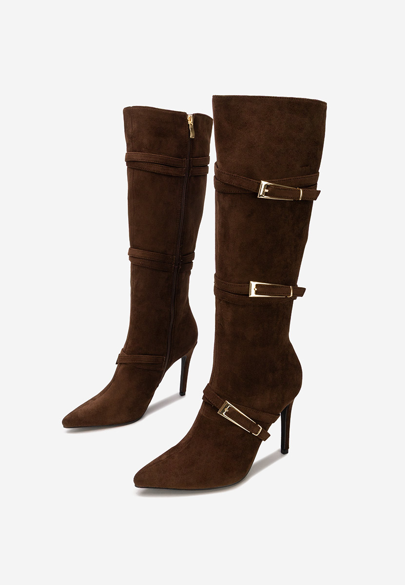 Μπότες με λεπτό τακούνι Ernesia καφε