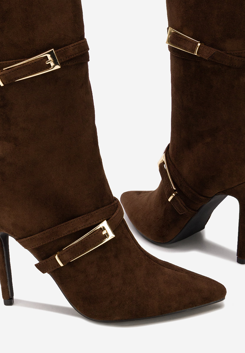 Μπότες με λεπτό τακούνι Ernesia καφε