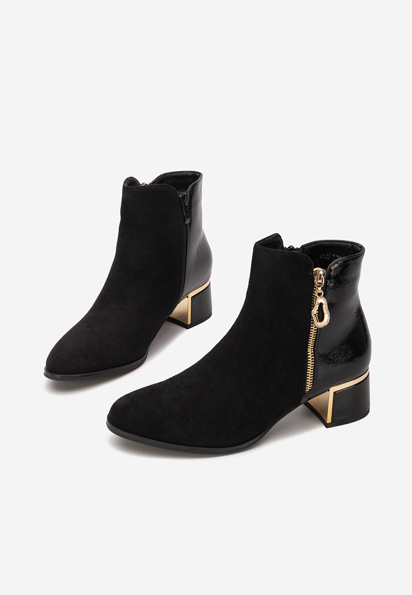 Μποτάκια με χοντρό τακούνι Daisina Μαύρα