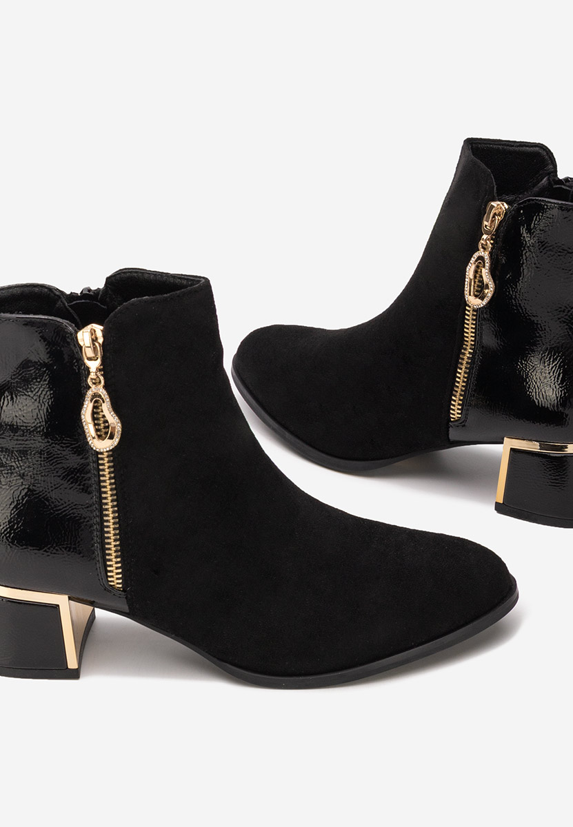 Μποτάκια με χοντρό τακούνι Daisina Μαύρα