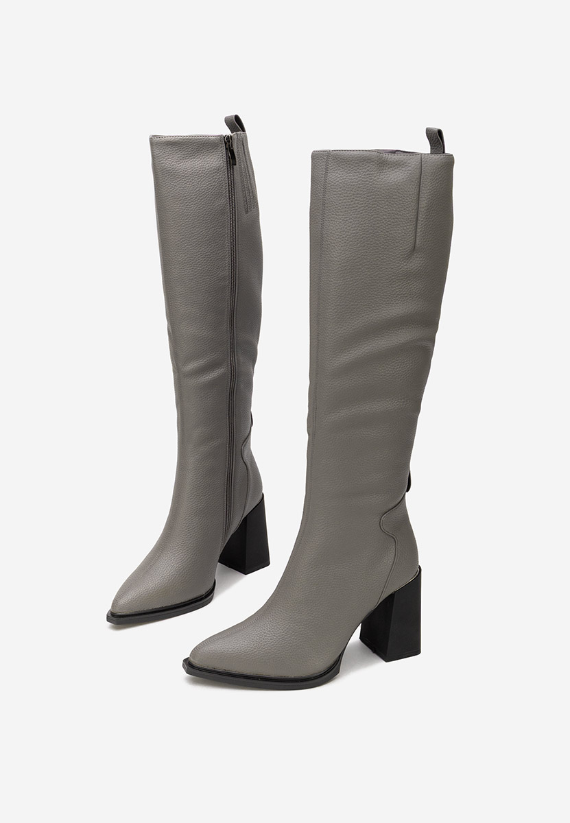 Μπότες με χοντρό τακούνι Ricardia γκρι