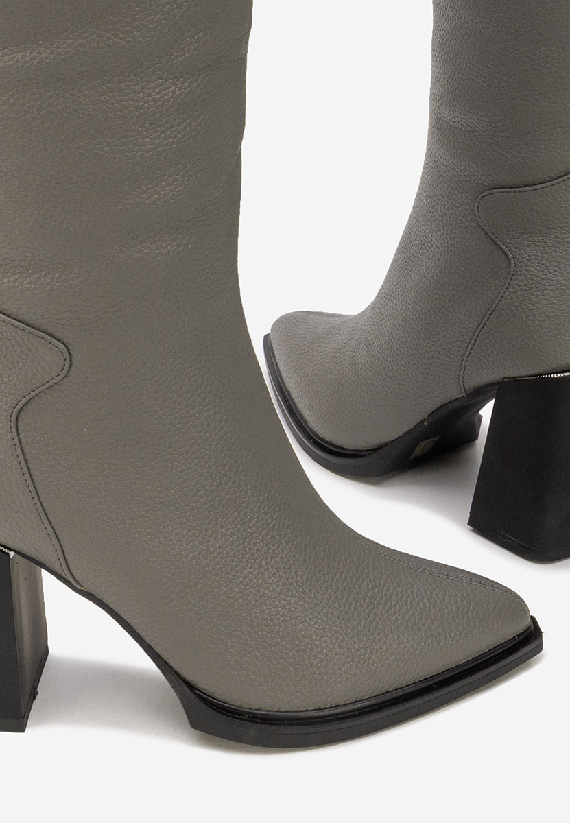 Μπότες με χοντρό τακούνι Ricardia γκρι
