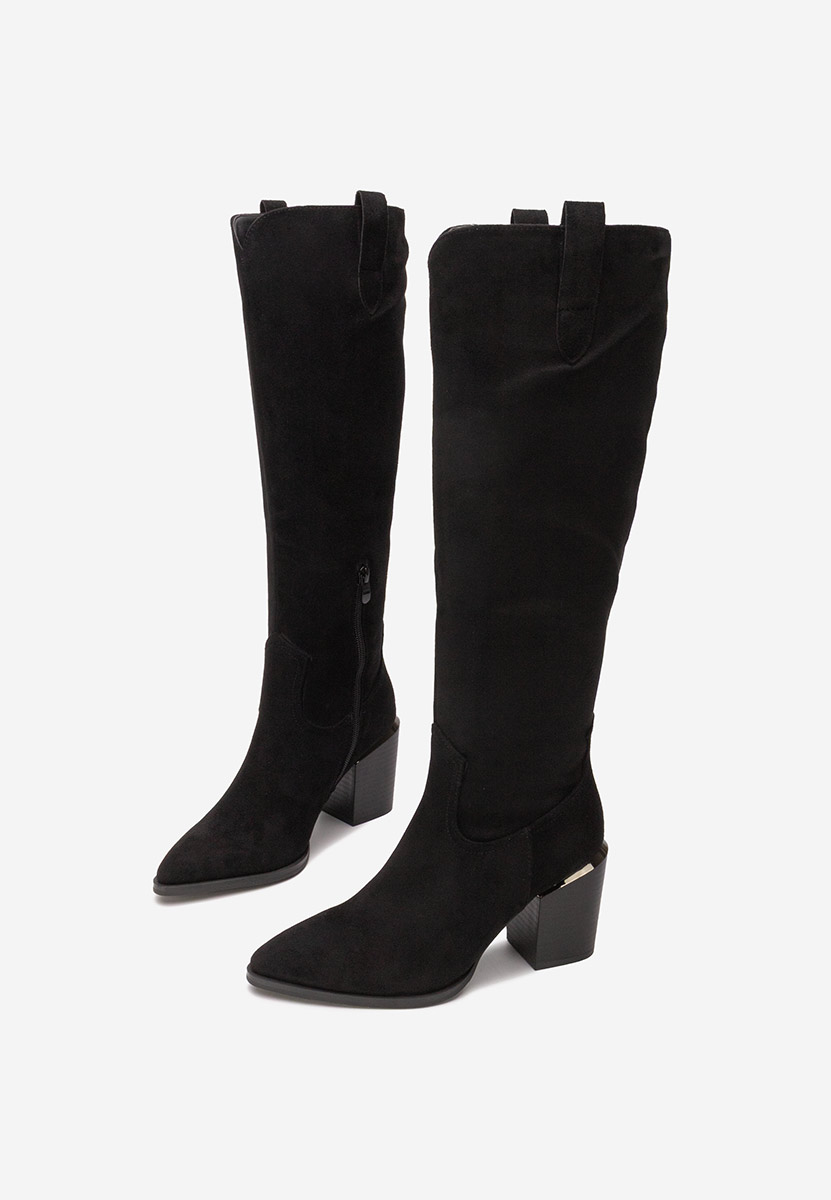 Μπότες με χοντρό τακούνι Jasaria Μαύρα