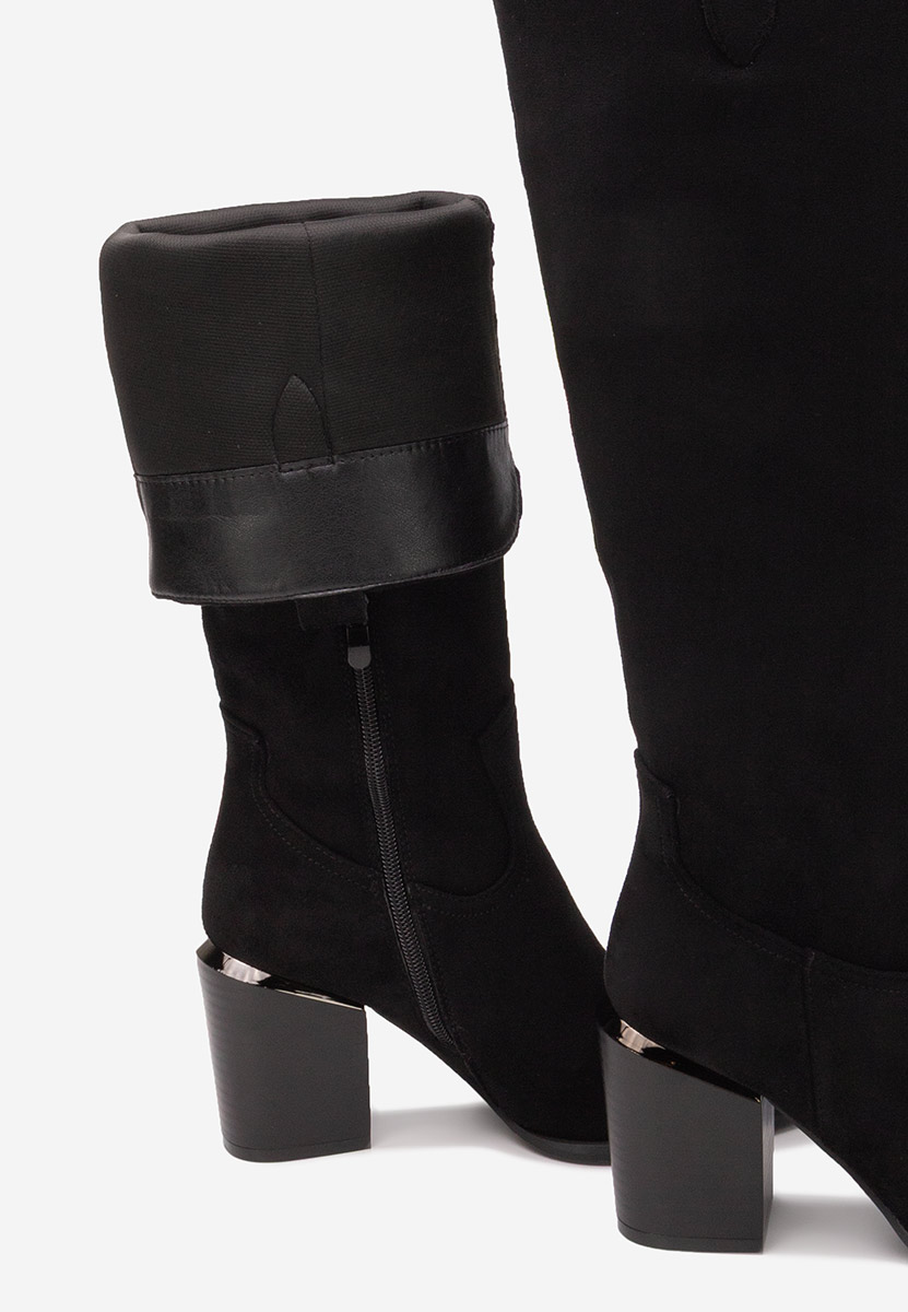 Μπότες με χοντρό τακούνι Jasaria Μαύρα