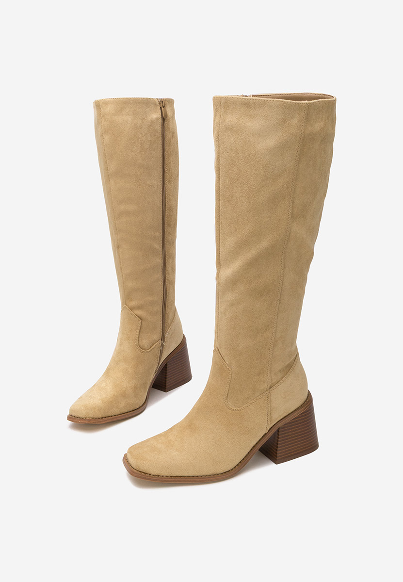 Μπότες με χοντρό τακούνι Kalvesa χακι