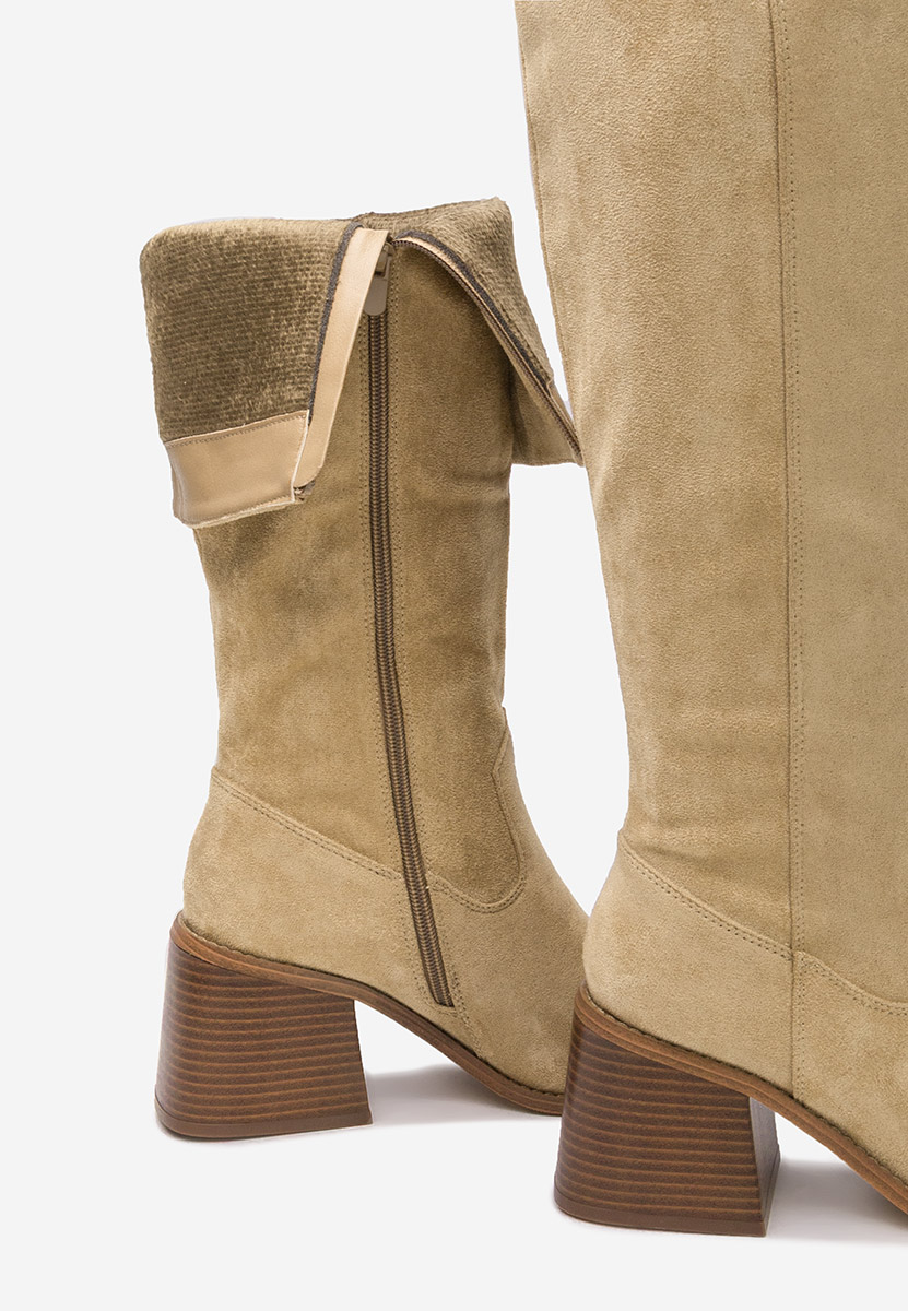 Μπότες με χοντρό τακούνι Kalvesa χακι