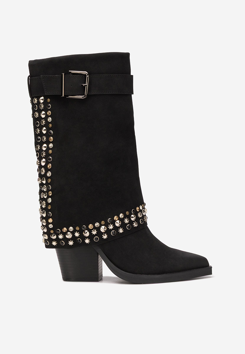 Μπότες με χοντρό τακούνι Melvora Μαύρα