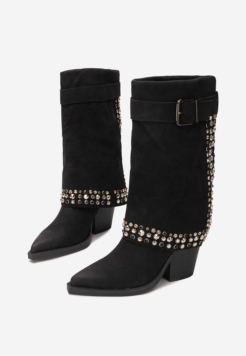 Μπότες με χοντρό τακούνι Melvora Μαύρα