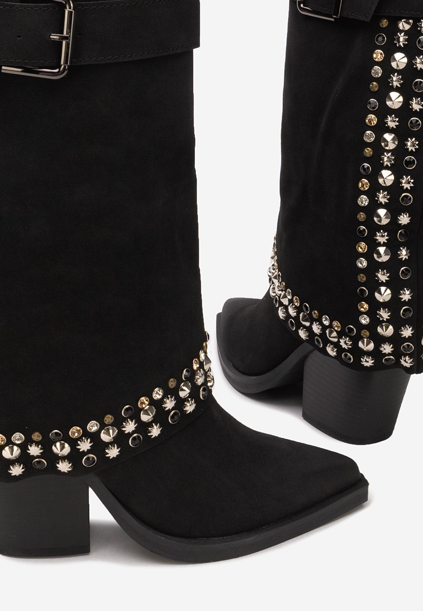 Μπότες με χοντρό τακούνι Melvora Μαύρα