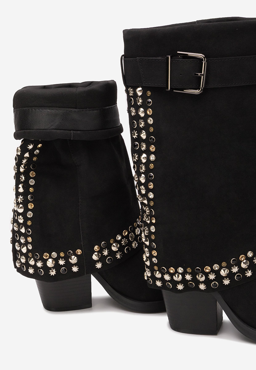 Μπότες με χοντρό τακούνι Melvora Μαύρα