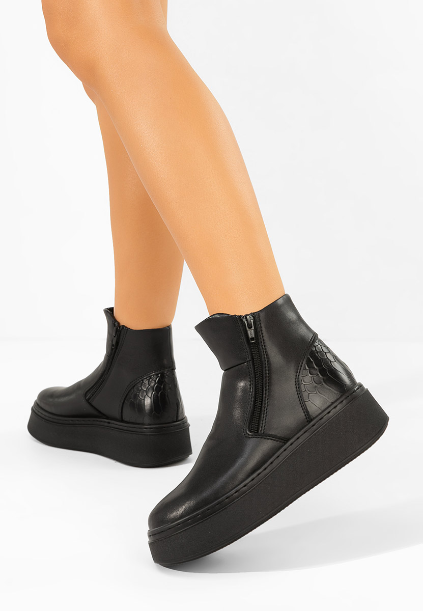 Γυναικεία δερμάτινα μποτάκια Andiora V2 Μαύρα