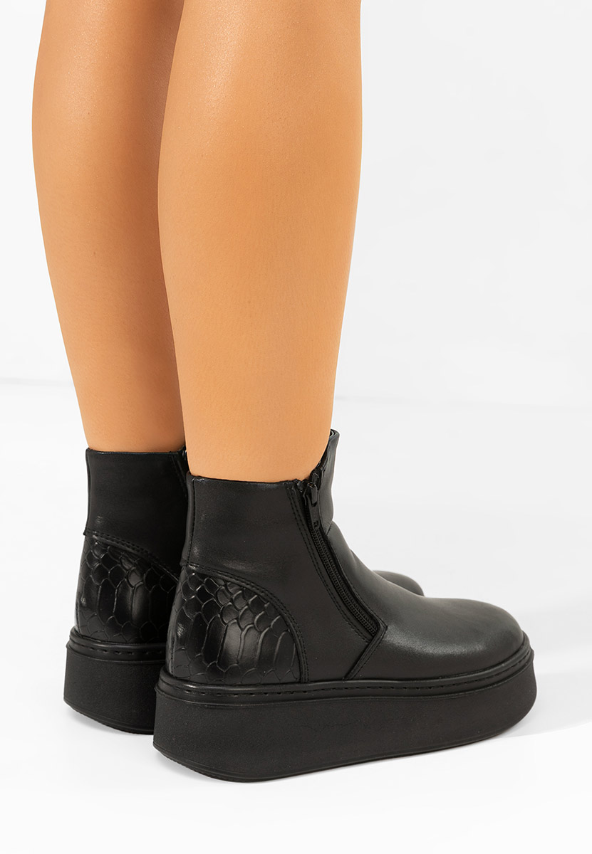 Γυναικεία δερμάτινα μποτάκια Andiora V2 Μαύρα