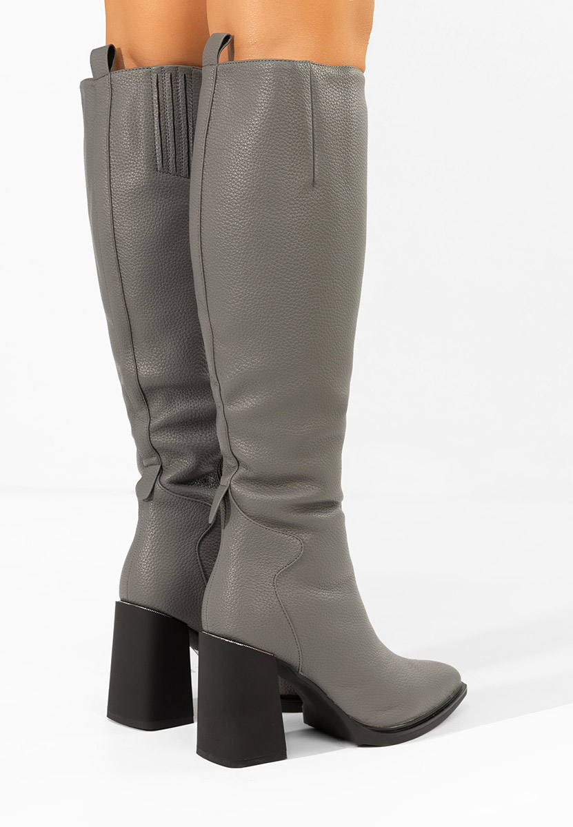 Μπότες με χοντρό τακούνι Ricardia γκρι