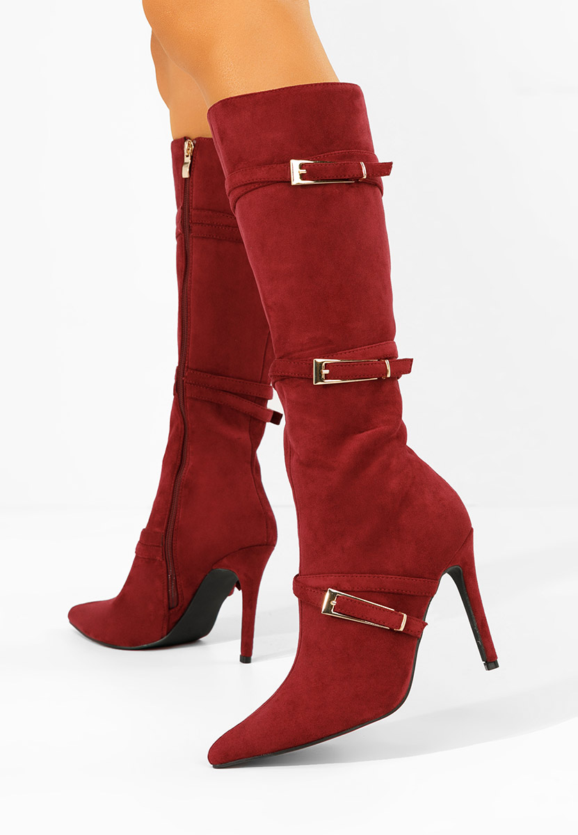 Μπότες με λεπτό τακούνι Ernesia μπορντό
