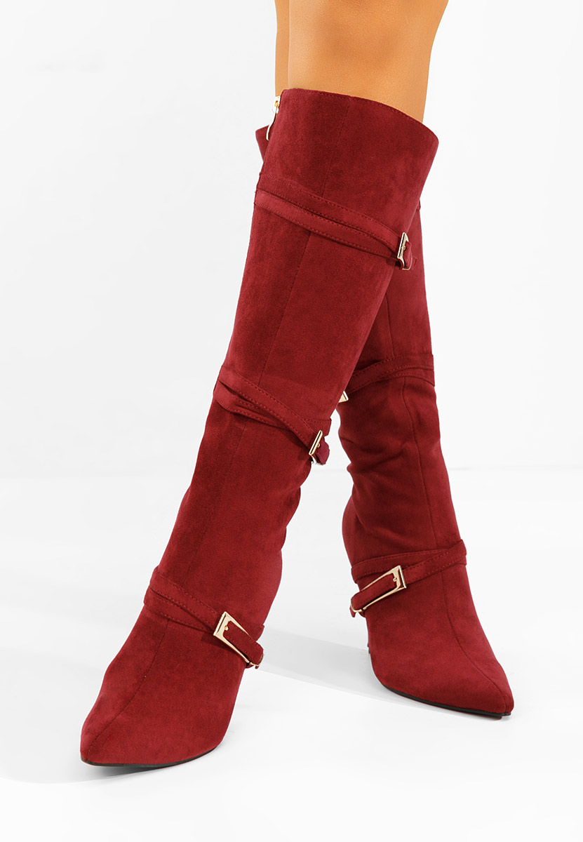 Μπότες με λεπτό τακούνι Ernesia μπορντό