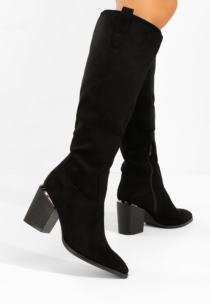 Μπότες με χοντρό τακούνι Jasaria Μαύρα