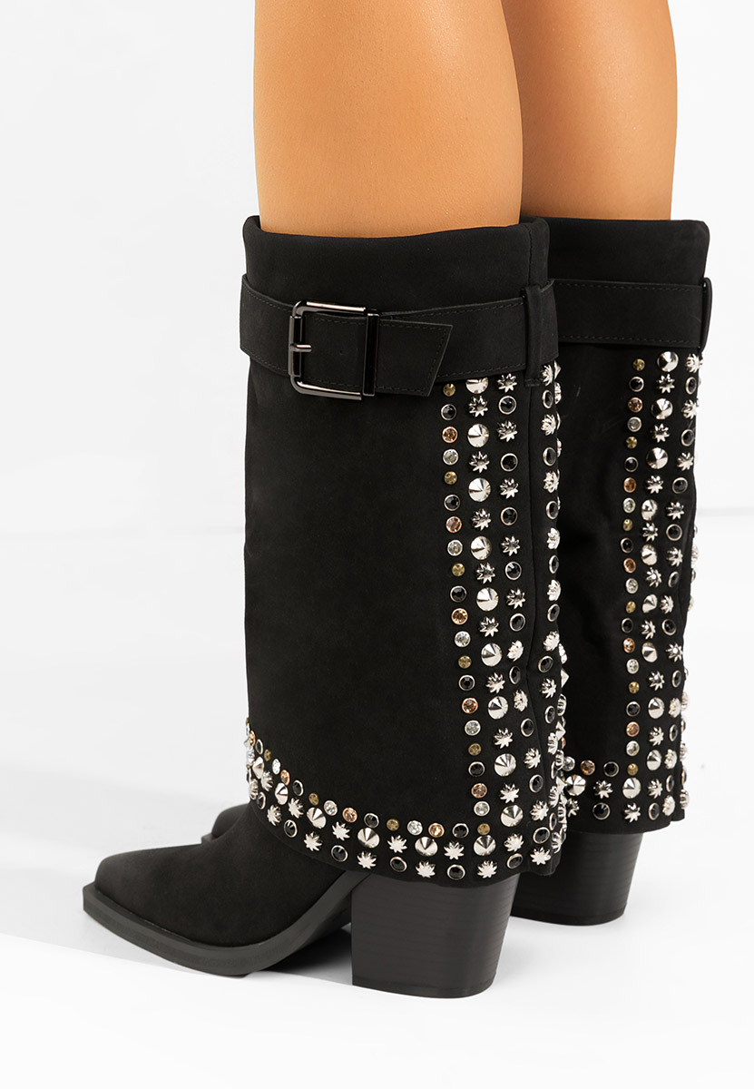 Μπότες με χοντρό τακούνι Melvora Μαύρα