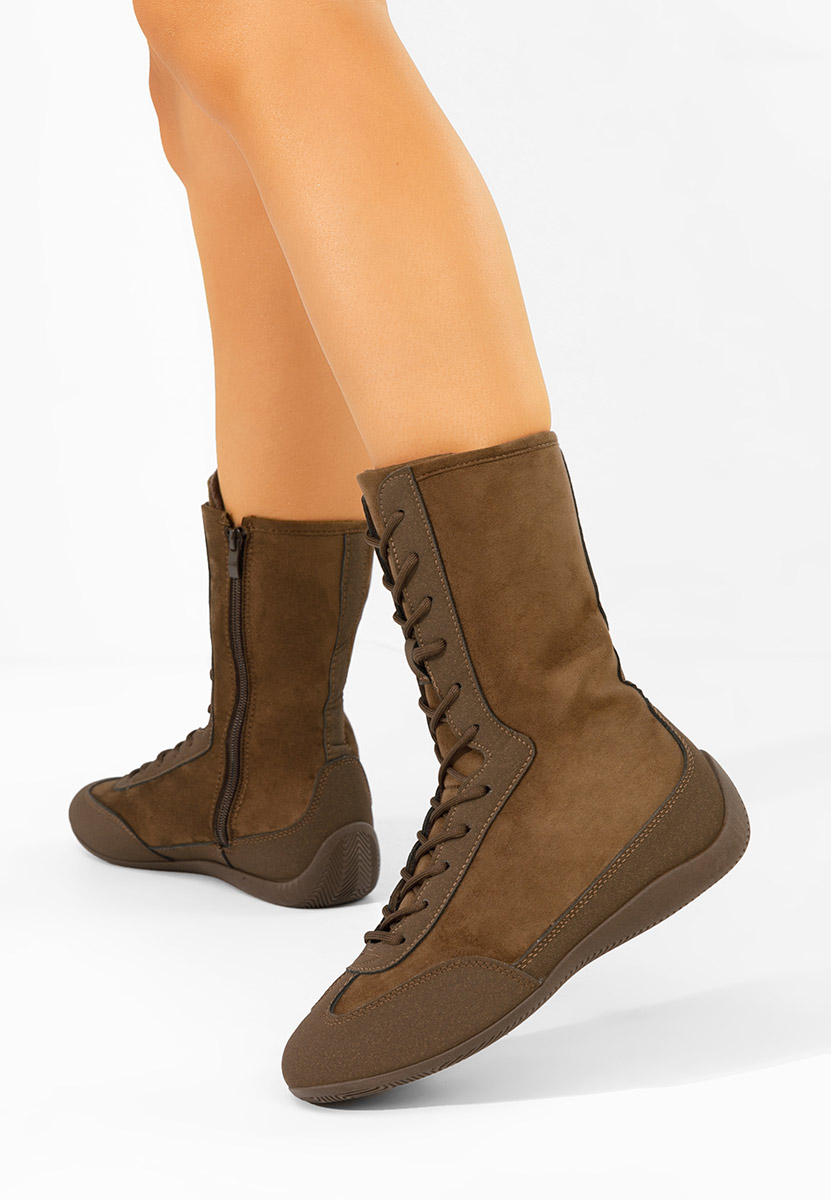 Γυναικεία sneakers αστραγάλο Stelia καφε