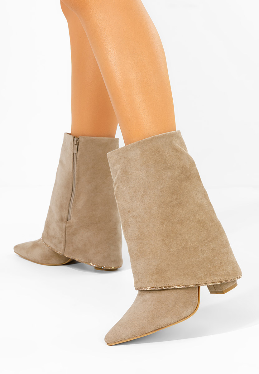 Μπότες με τακούνι Nelora χακι