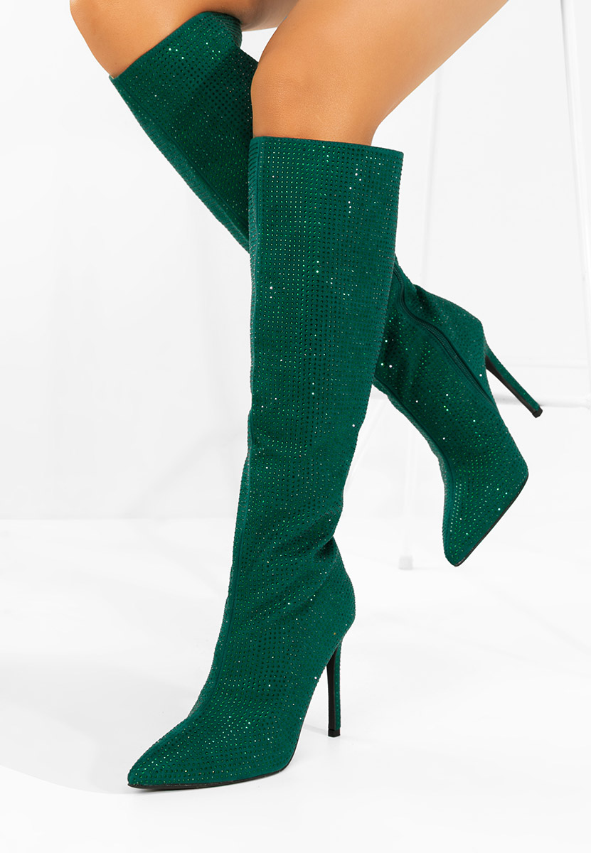 Μπότες με λεπτό τακούνι Minodora πρασινο