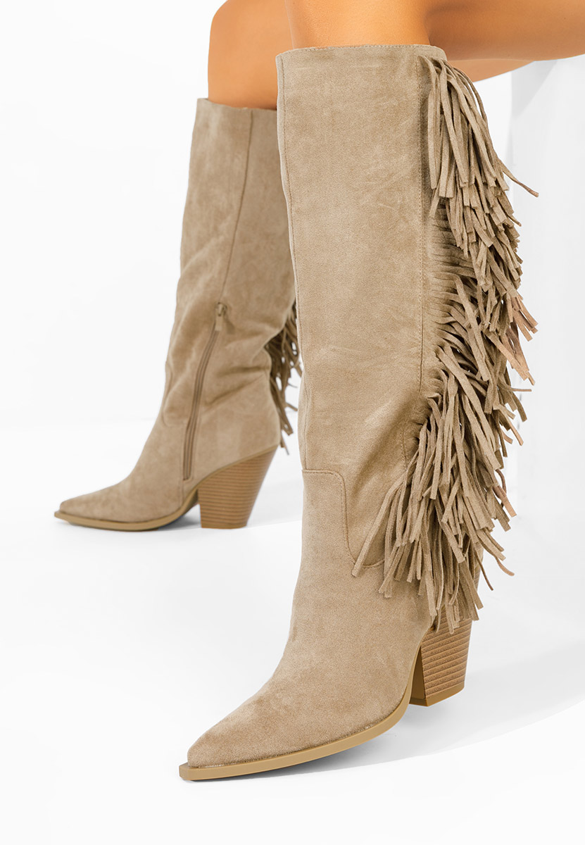 Μπότες με χοντρό τακούνι Brania χακι