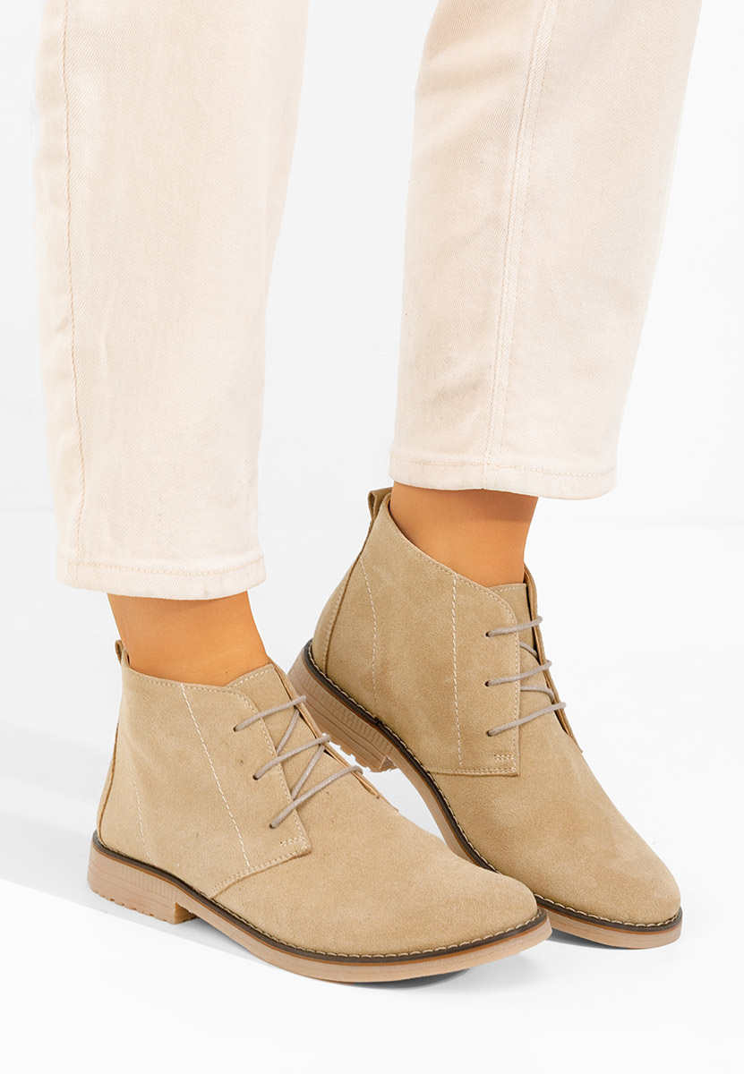 Γυναικεία δερμάτινα μποτάκια Kalisa V5 μπεζ