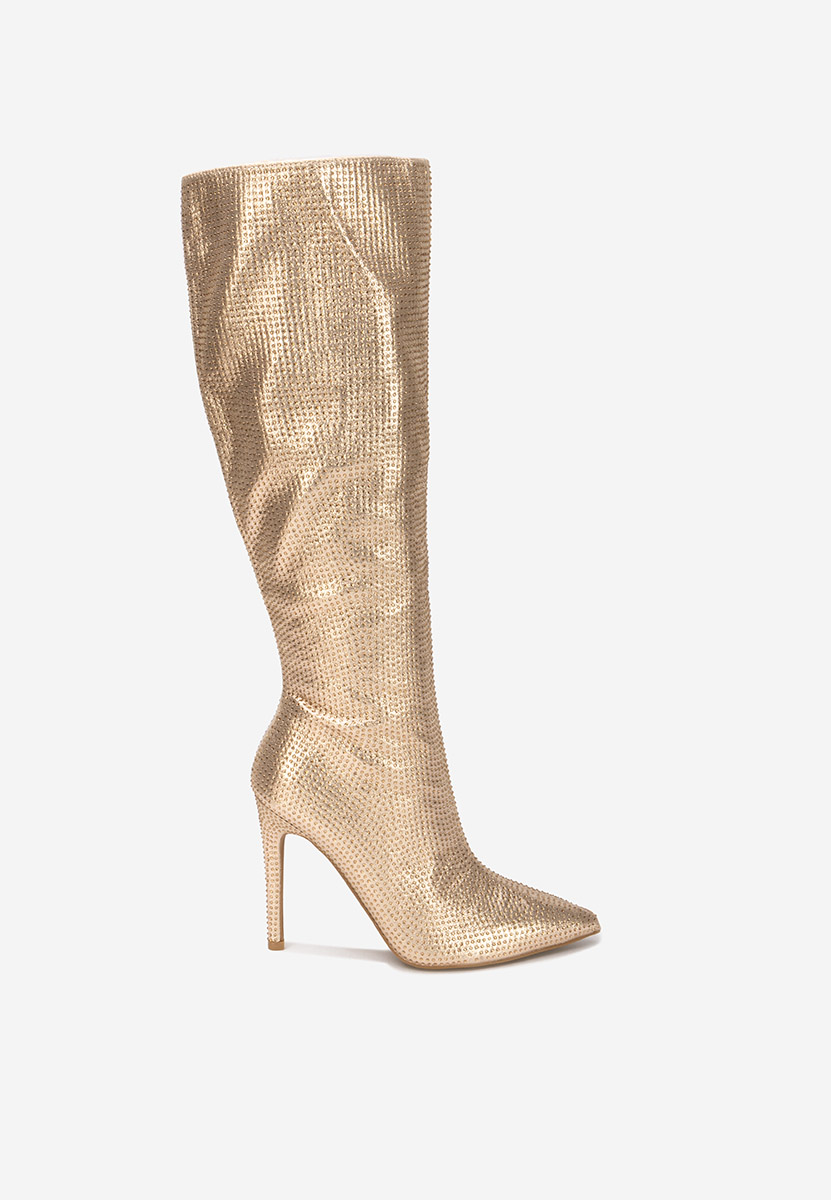 Μπότες με λεπτό τακούνι Minodora χρυσα