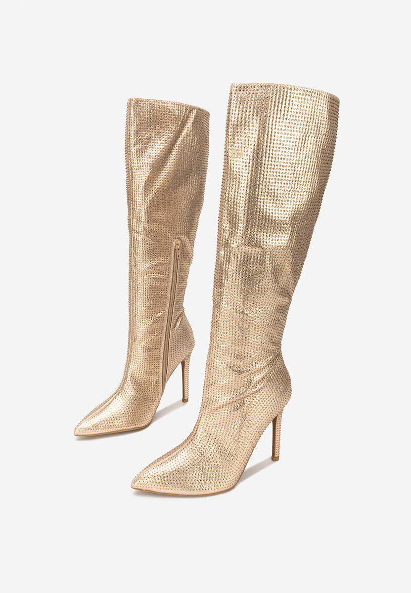 Μπότες με λεπτό τακούνι Minodora χρυσα