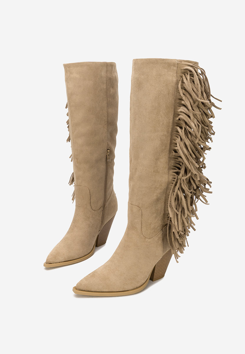 Μπότες με χοντρό τακούνι Brania χακι