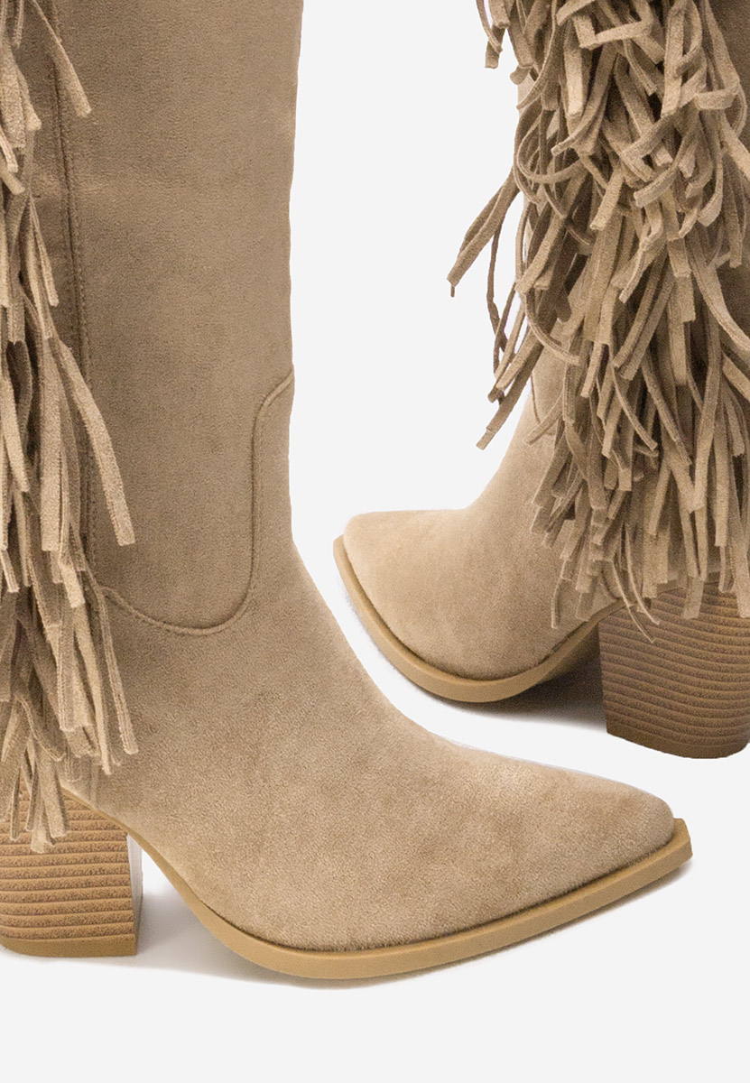 Μπότες με χοντρό τακούνι Brania χακι