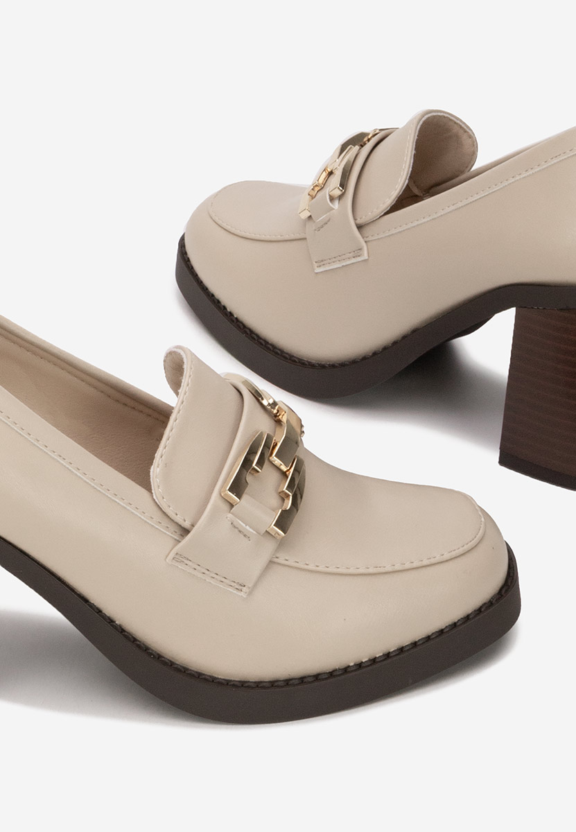Loafers γυναικεια με τακουνι Zienna μπεζ