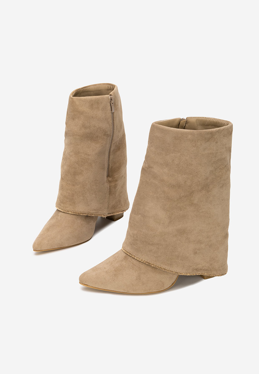 Μπότες με τακούνι Nelora χακι