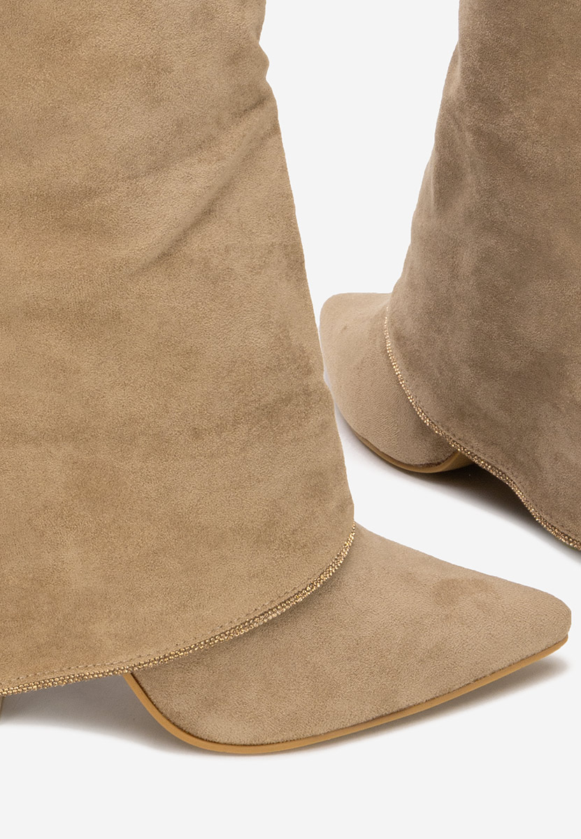 Μπότες με τακούνι Nelora χακι