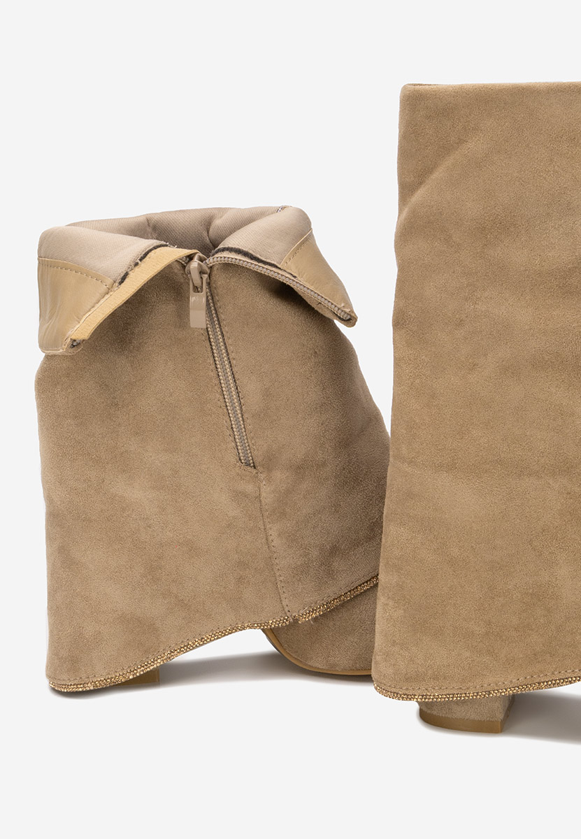 Μπότες με τακούνι Nelora χακι