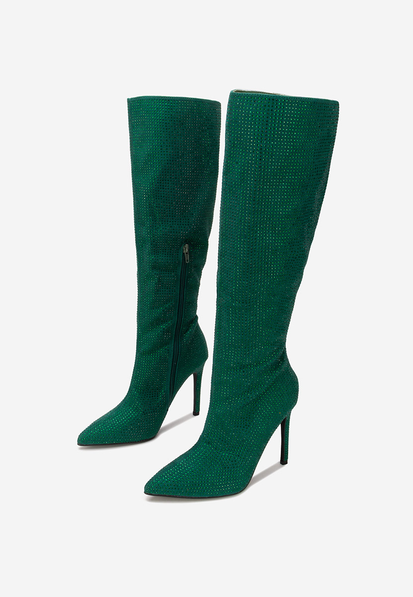 Μπότες με λεπτό τακούνι Minodora πρασινο