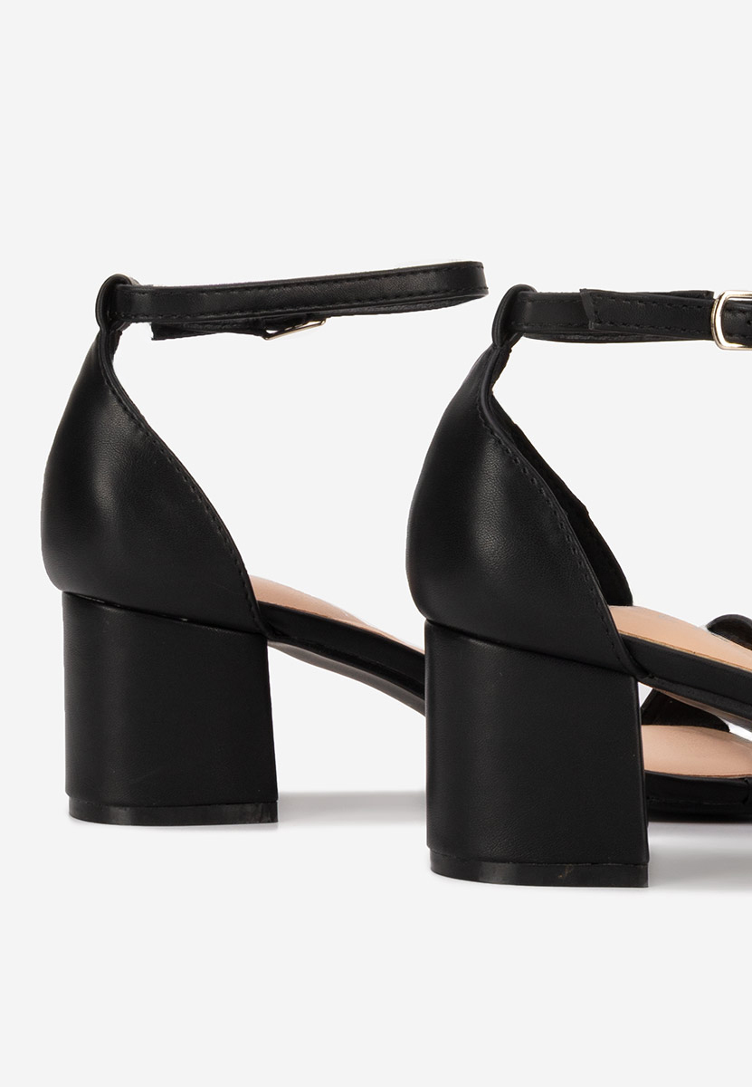 Πέδιλα με χοντρο τακουνι Karyssa V2 Μαύρα
