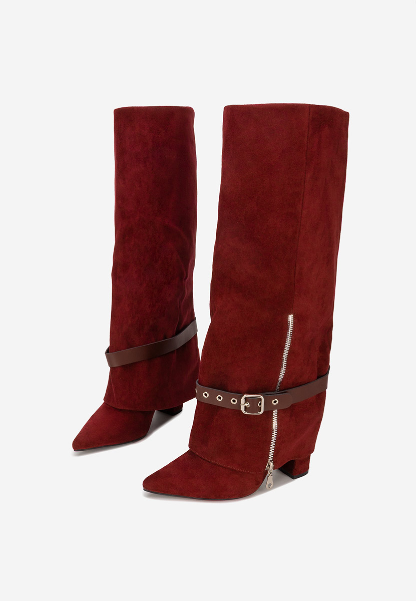 Μπότες με χοντρό τακούνι Scotia μπορντό