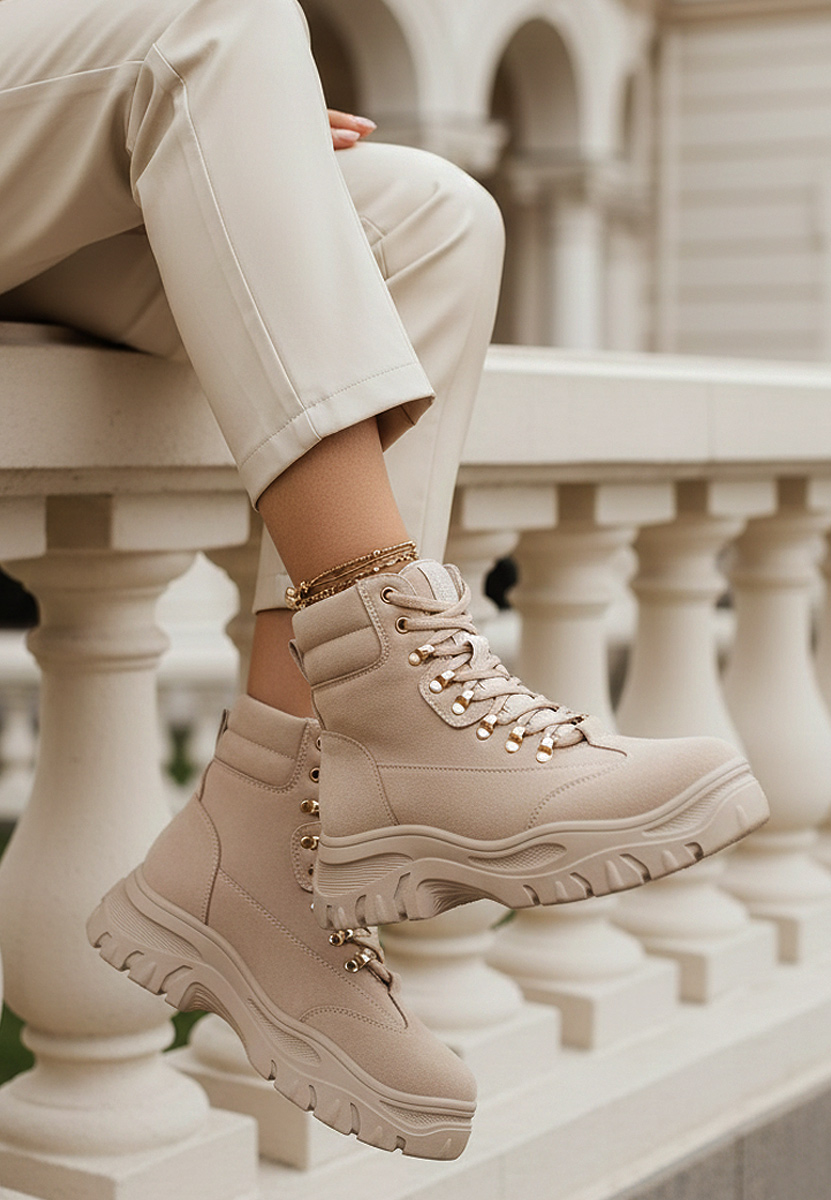 Sneakers αστραγαλου γυναικεια μπεζ Onisa