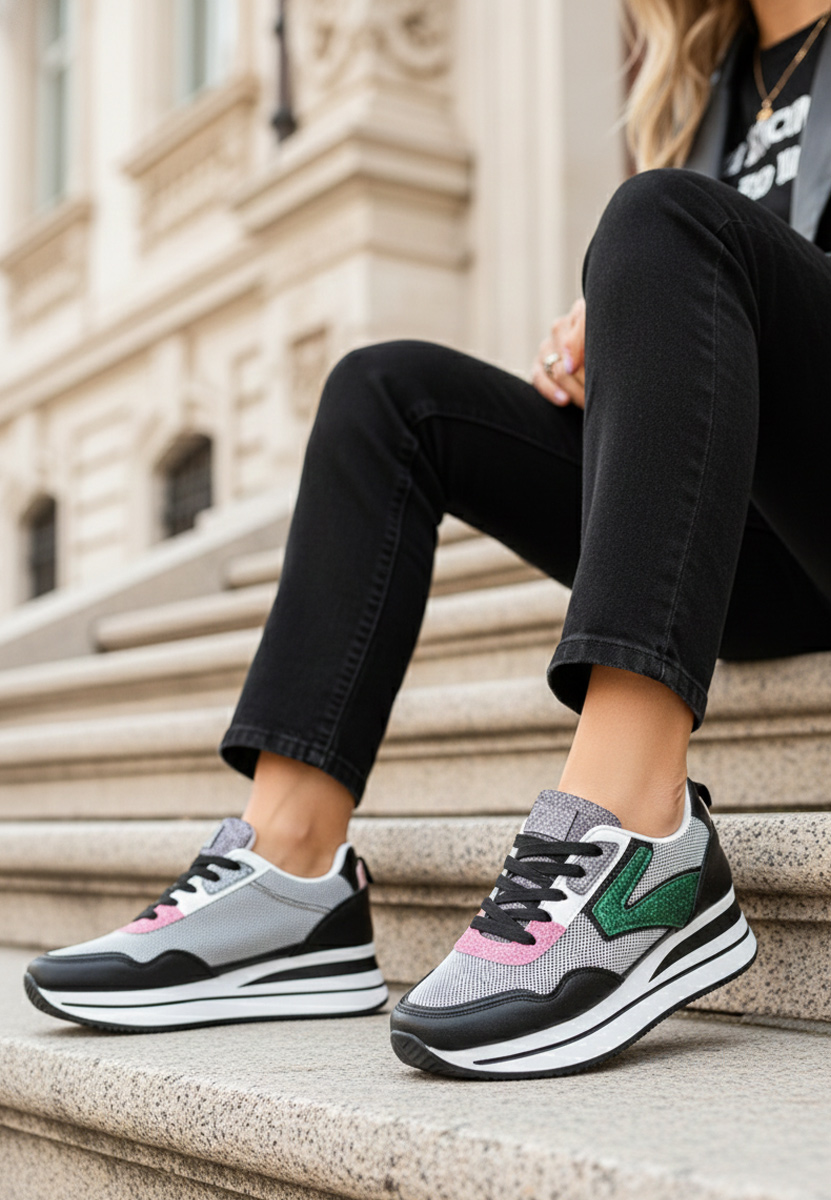 Sneakers με πλατφόρμα Tarika μαύρα