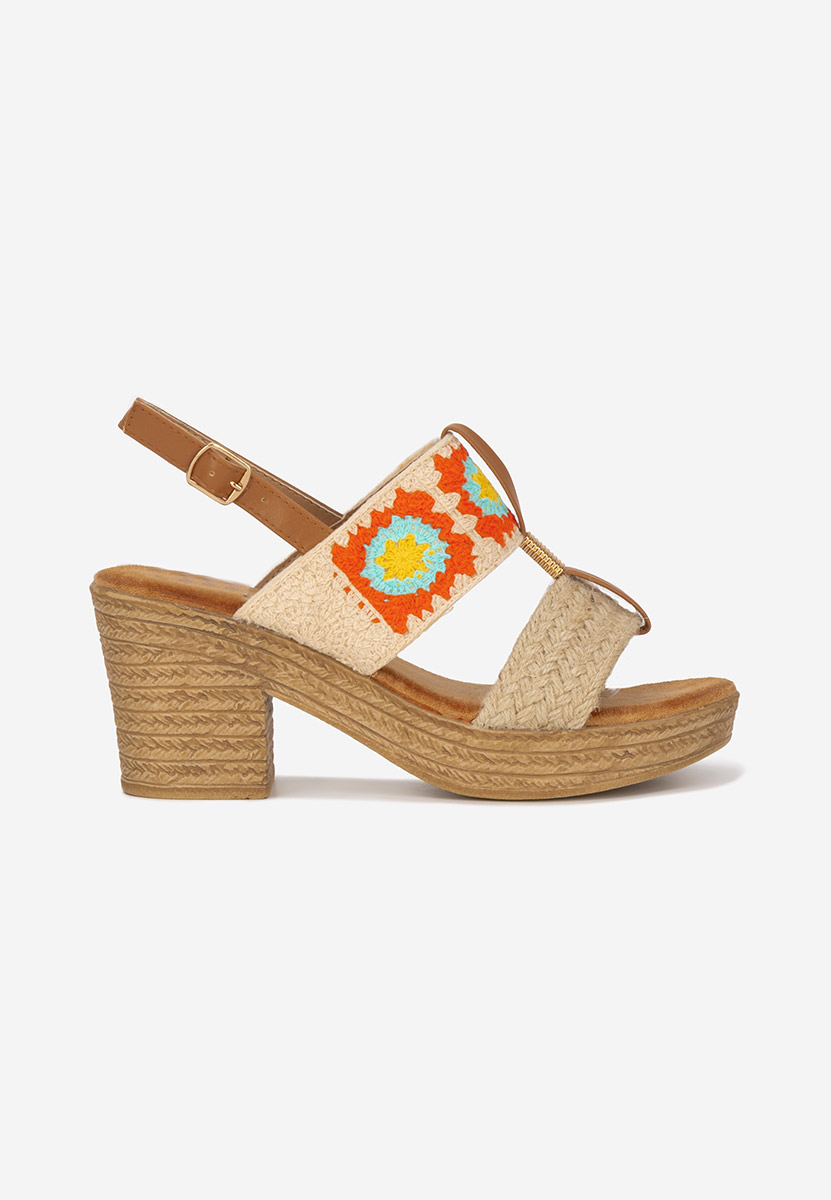 Πέδιλα με χοντρο τακουνι Zeina V3 μπεζ