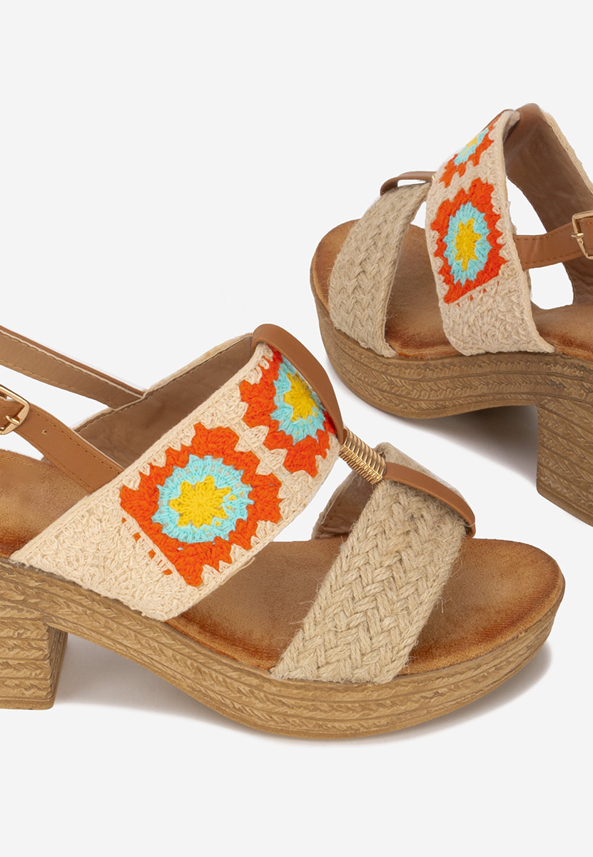 Πέδιλα με χοντρο τακουνι Zeina V3 μπεζ