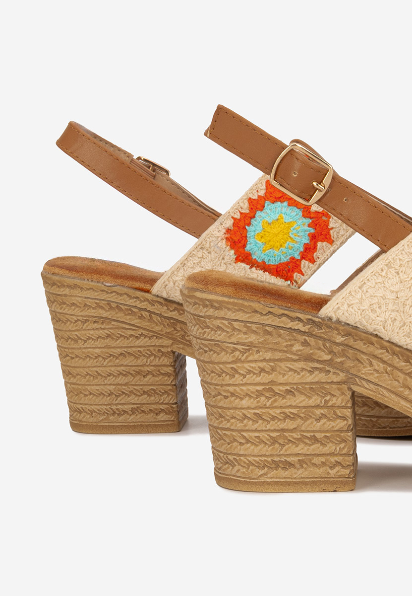 Πέδιλα με χοντρο τακουνι Zeina V3 μπεζ