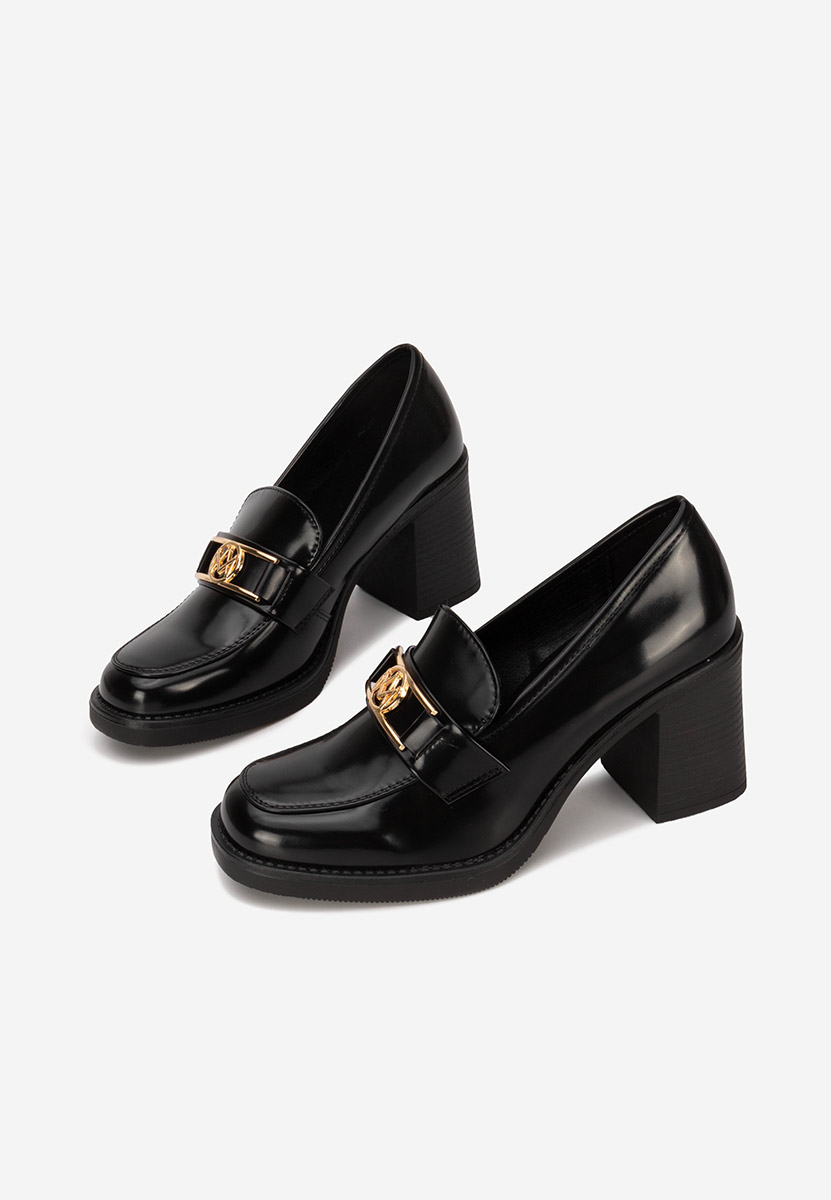 Loafers γυναικεια με τακουνι Selira μαύρα