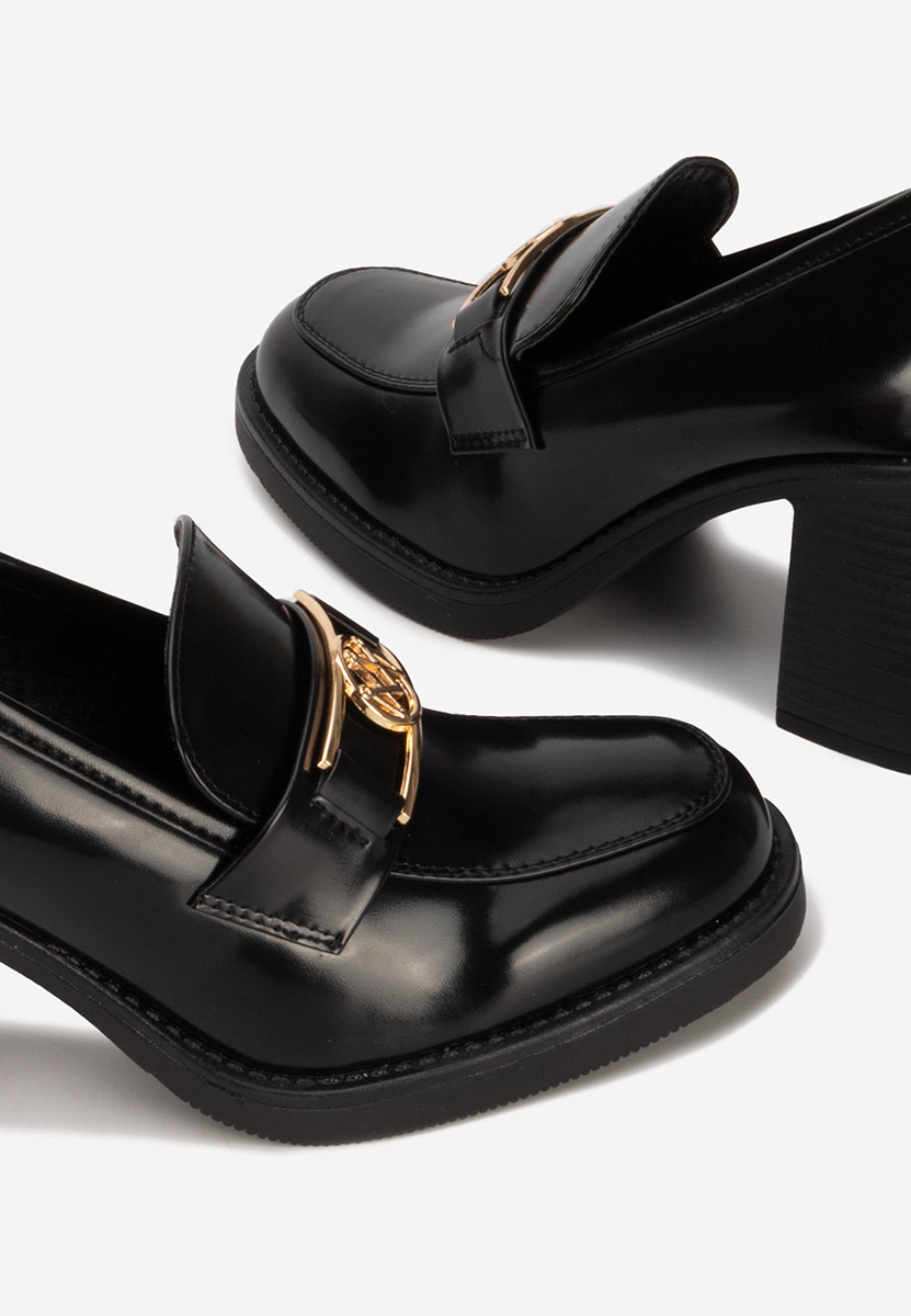 Loafers γυναικεια με τακουνι Selira μαύρα