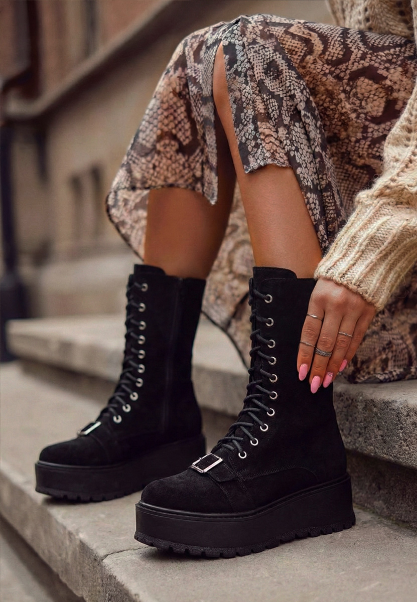 Γυναικεία δερμάτινα μποτάκια Sorelia v2 Μαύρα