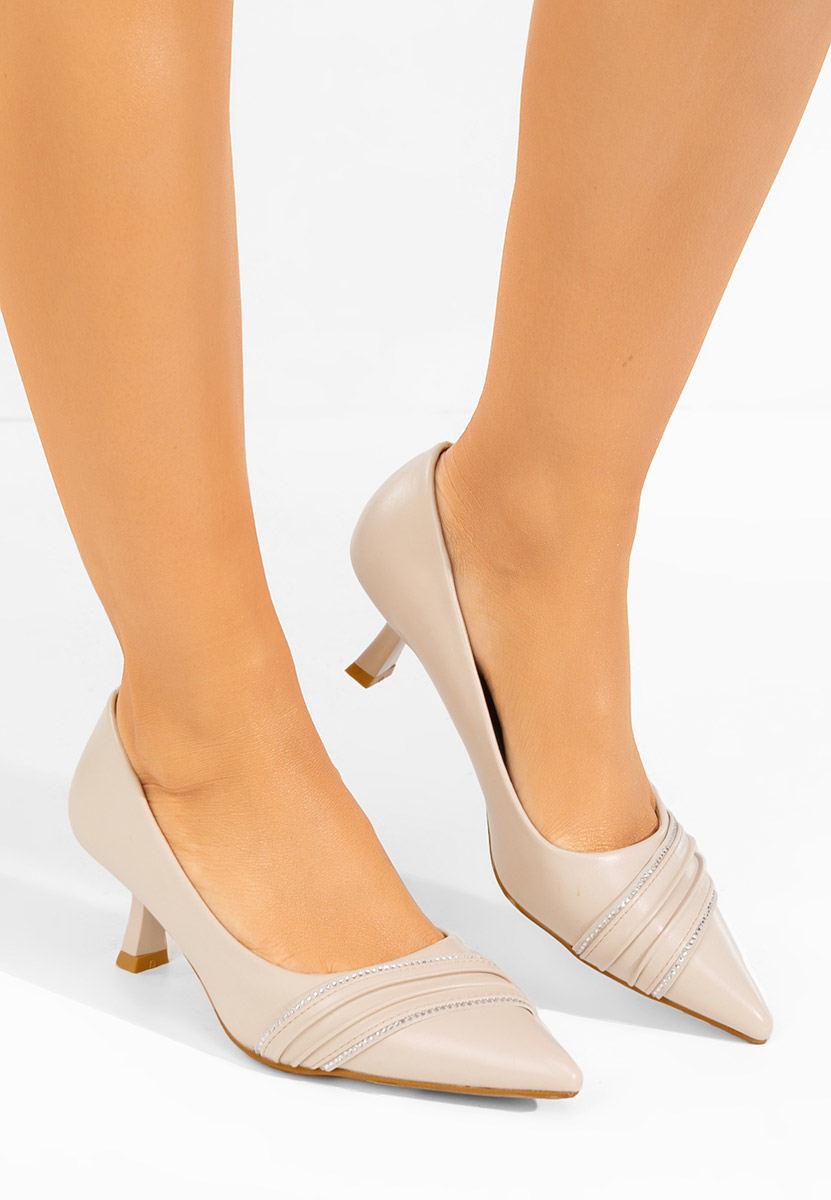 Γόβες με χαμηλό τακούνι Enolia μπεζ