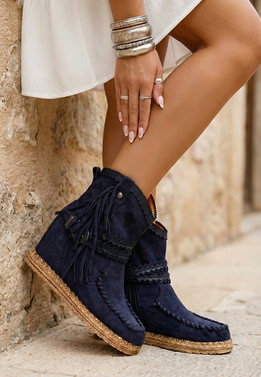 Γυναικείες mocc μποτες μπλε Izenite