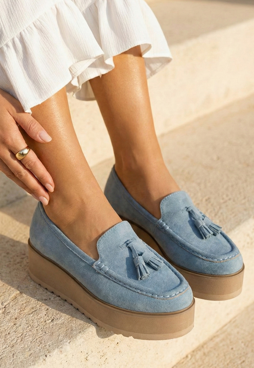 Μοκασίνια με πλατφόρμα Leondra μπλε