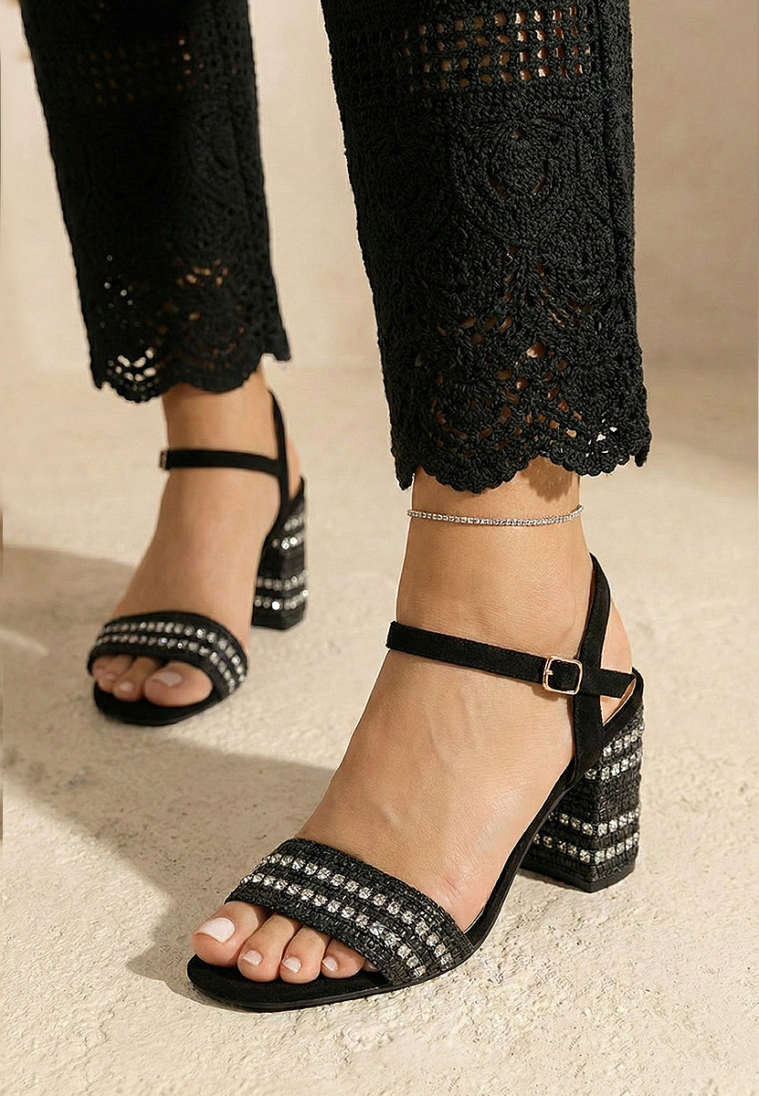 Πέδιλα με χοντρο τακουνι Marsela Μαύρα